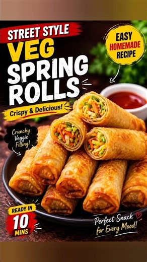 Crispy Veg Spring Roll Recipe | Street Style Spring Rolls | Easy Homemade Snack 🌯 #shorts #ytshorts