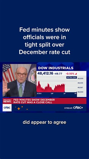 The Federal Reserve on Tuesday released minutes from its highly divisive meeting earlier this month, which concluded with a vote to lower interest rates again that appeared to be an even closer call than the final vote indicated. Full details: cnb.cx/4sBvM8f | CNBC