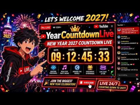 🔴 LIVE: New Year 2027 Countdown 🎆 24/7 Global Timer • Fireworks • Weather & Clocks Worldwide | 99RDP