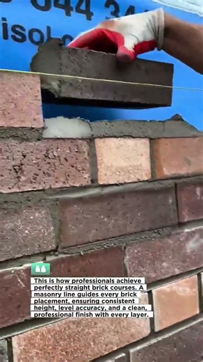 Perfect Brick Alignment Using Masonry Line #Bricklaying #Construction #Masonry