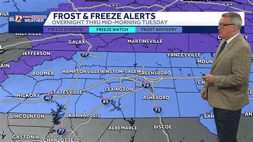 North Carolina cooldown includes frost and freeze concerns Monday night