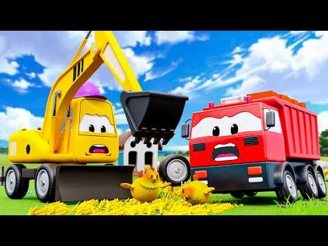 Hulk, Spiderman, Excavator, Dump Truck Build Chicken Coop | Construction Vehicles