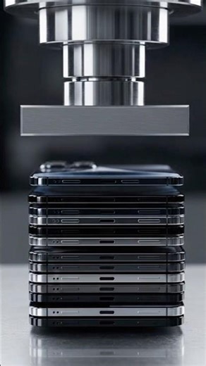 Hydraulic Press vs 10 Brand New iPhones 😳 (Cascading Glass Explosion) #crushing #hydraulicpress