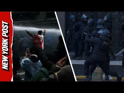 Chaos Ensues as Water Cannons and Rubber Bullets Deployed Against Argentinian Protesters