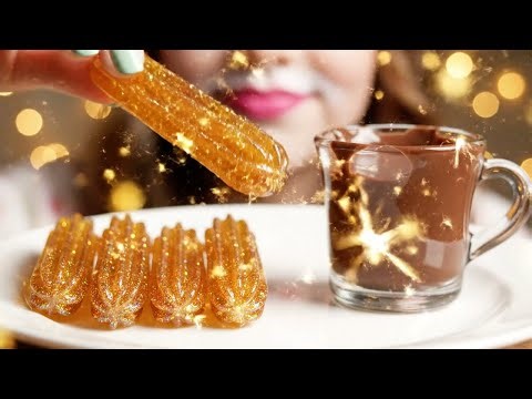 dont try to eat this making spains famous churros and chocolate sauce but made of glass