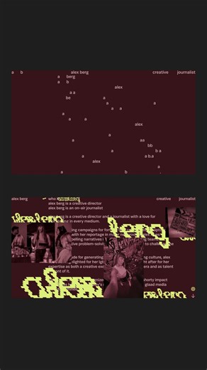 ē𝔩๏ȳ̶̮̰̈́b // ui designer + webflow dev on Instagram: "I had the pleasure of crafting this experimental website for a very cool client. A burgundy/lime punk rock glitchy project, mixing brutalist UI Design and creative Webflow Development to reflect her vibrant personality into this new virtual space made to showcase her work. CREDITS Stack: @gsap_greensock @webflow @figma Design and Dev: @eloyb.design Client: @itsalexberg ↳ Explore it Live here: itsalexberg.com — [Bookings Open for Freelance P