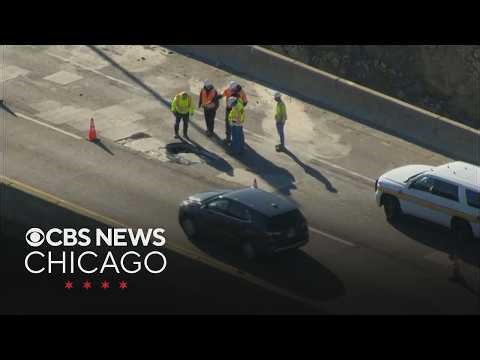 Pothole shuts down right lane of eastbound I-80 at Center Street bridge in Joliet