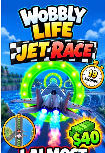Wobbly Life Jet Race – I Almost Failed! ✈️ Complete the Jet Race in Wobbly Life! Fly through every checkpoint before time runs out and reach the finish to earn $40. I almost failed this one… #WobblyLife #JetRace #WobblyLifeGameplay #WobblyLifeChallenge #Gaming