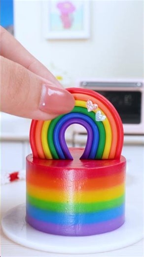 Easy Mini Rainbow Cake Recipe🌈 Satisfying ASMR | Mini Cake #shorts #asmr #miniature #minicake