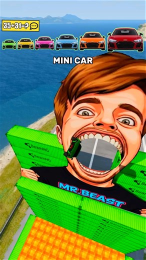 Cars of Different Sizes vs Mr.Beast Jump & Brake Test! 😱💥