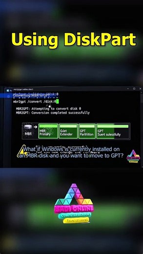 How to Convert MBR to GPT in Windows 💻 | MBR2GPT Explained #Shorts