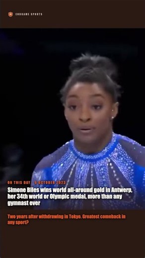 On this day in 2023, Simone Biles won her 34th world or Olympic medal