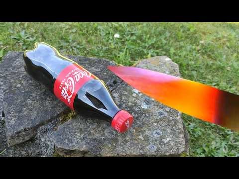 COCA COLA CUT WITH A GLOWING 1000 DEGREE KNIFE! - Experiment