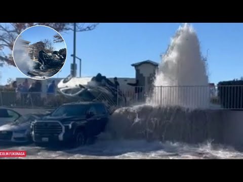 CAUGHT ON CAMERA: Rollover crash causes west Las Vegas water line break