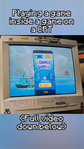 Playing a game inside a game on a CRT