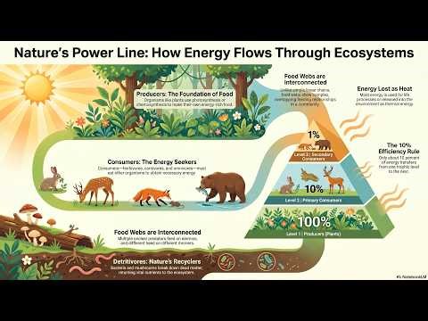 How Energy Flows Through Ecosystems | Grade 7 Science | Food Chains & Energy Pyramid
