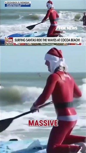 Hundreds of surfing Santas ride the waves in Cocoa Beach #shorts
