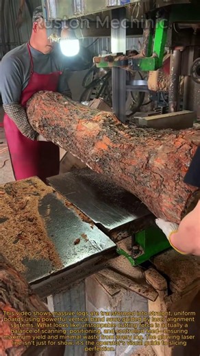 Laser-Guided Precision! Turning Massive Raw Logs into Perfect Boards