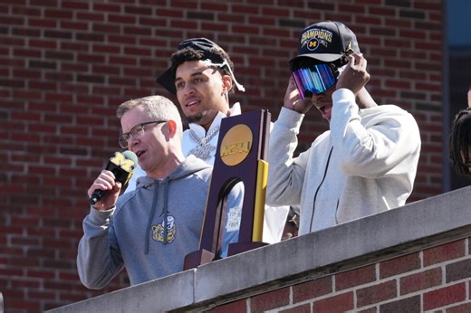 Back in Ann Arbor, Dusty May tells jubilant Michigan fans: ‘This trophy is yours’