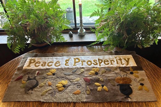 PEACE & PROSPERITY Wool Applique Pattern. Table Runner. Primitive Turkey, Autumn Design. - Etsy