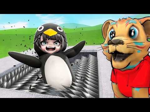 GUGUGAGA PENGUIN VS SHREDDER! PUSHING HIM INTO A GIANT SHREDDER!! (Gmod Sandbox)
