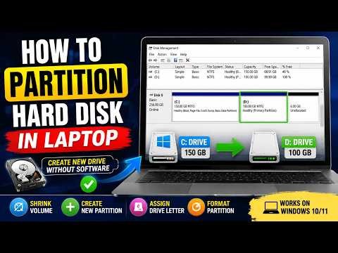 How to Partition a Hard Disk in Laptop | Create New Drive Without Software #laptoprepair #harddrive