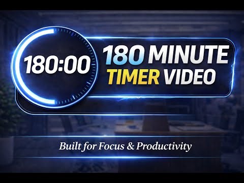 180 Minute Timer | 3 Hour Countdown | No Sound | Simple & Clean | Study • Work • Office