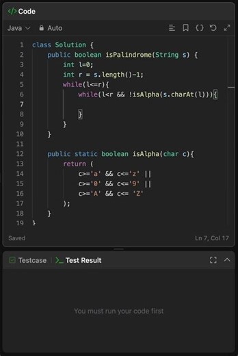 Valid Palindrome in Java 🔥 | LeetCode125 |JAVA | LEETCODE | #shorts #dsa #leetcode #java #interview