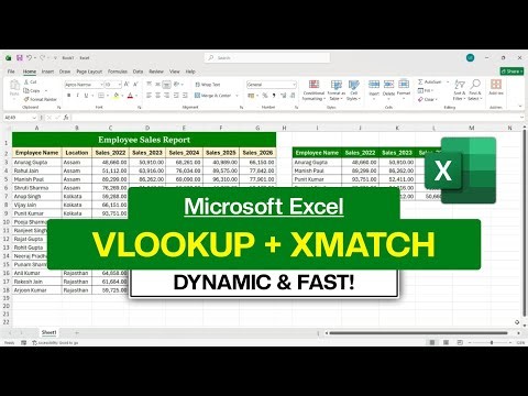 MS Excel - VLOOKUP with XMATCH Function | VLOOKUP + XMATCH Formula in Excel