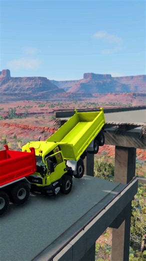 Dump Truck vs Destroyed Bridge 😱 #shorts #beamng #mixertruck #destroyedbridge