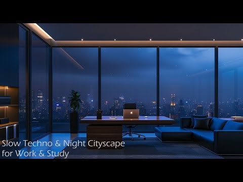 Deep Focus & Flow State Ambience ✨ Slow Techno & Night Cityscape for Work & Study