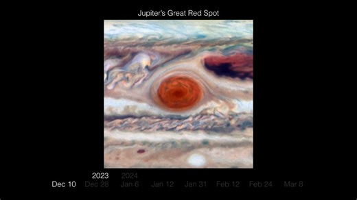 Amazing: a time lapse of the largest anticyclonic storm in the Solar System, Jupiter's Great Red Spot!(Credit: NASA, ESA, A. Simon/GSFC)