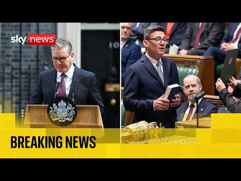 Starmer resigns as PM - with Burnham sworn in as MP | Sky News coverage