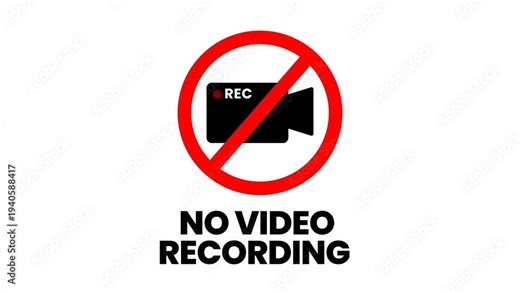 No Video Recording Sign with Prohibited Camera Symbol – Recording Restriction Warning. Transparent background. 4K resolution