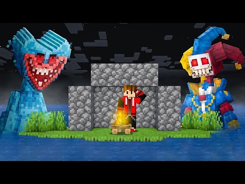 I Survived On A DESERTED POPPY PLAYTIME island Minecraft !!!