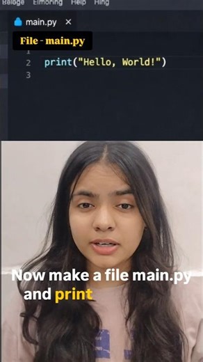 ("Hello World") first program in python 🐍 #youtube #shorts