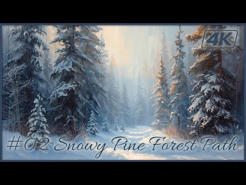 Winter Nature #02 | Snowy Pine Forest Path & Sunbeams | 4K Art Wallpaper | Loop | 3 Hours