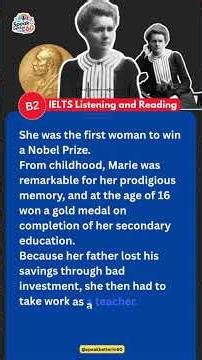The Remarkable Life of Marie Curie B2 Level English Listening Practice| #ieltsspeaking#spokenenglish