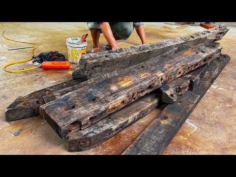 Processing Woodworking Restore Old Wood: Building Difficult, Rustic Table From Rotten Old Wood