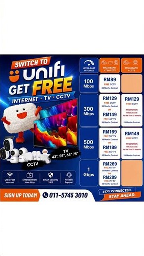 Switch To Unifi Get Free TV or CCTV