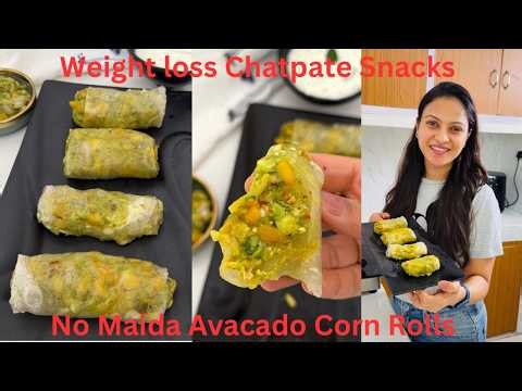 No Maida Weightless Snacks | Avocado Corn Rolls & Guilt free Healthy Dip