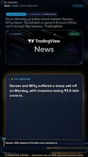 Manic Monday at Indian stock market: Sensex, Nifty bleed - Rs.3.6 lakh cr gone in 6 hours #Shorts