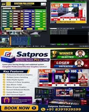Satpros Election System Pro for vMix , a complete professional election graphics solution for vMix.