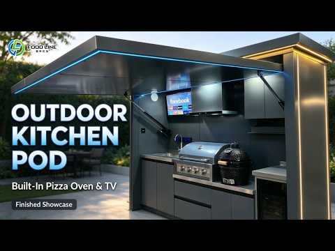 Plug & Play Outdoor Kitchen Pod! (Pizza Oven, TV & Kamado Grill Built-In)