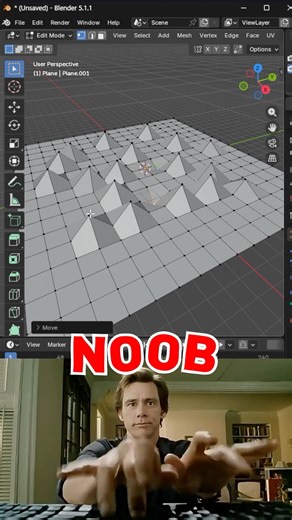 Blender Noob vs Pro – Fractal a Plane & Box in Seconds! | #tutorial #blender #graphicdesign #cgi