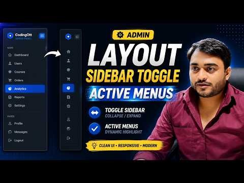 Day-33/60 Admin Layout and Sidebar Toggle Menus || Mern Stack in Hindi