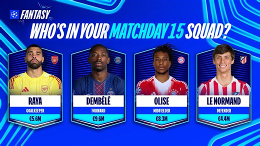 Champions League Fantasy Football: Scout squad for Matchday 15 | UEFA Champions League 2025/26