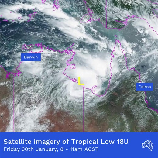 The tropics remain active this weekend and into next week with widespread rain and thunderstorms across the tropical north from tropical low 18U. Tropical low 18U is currently located near the coast in the southern Gulf of Carpentaria. The system may drift over land and track west, but if it remains over the warm Gulf waters, there is a chance it could intensify into a tropical cyclone over the weekend or early next week. Given the uncertainty of the future path of 18U, the overall risk of a tro