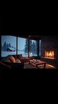 No Ads Fireplace Blizzard ASMR - Snow Storm Sleep Sound With Fireplace Burning For Deep Sleeping