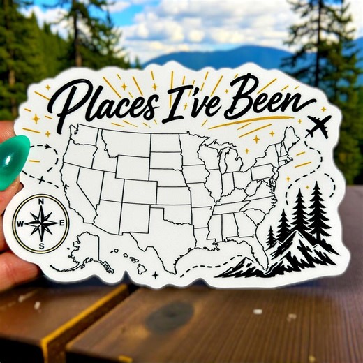 Travel Map Sticker, Places I’ve Been Decal, USA States Map Sticker, National Park Travel Vinyl for RV Camper Laptop - Etsy
